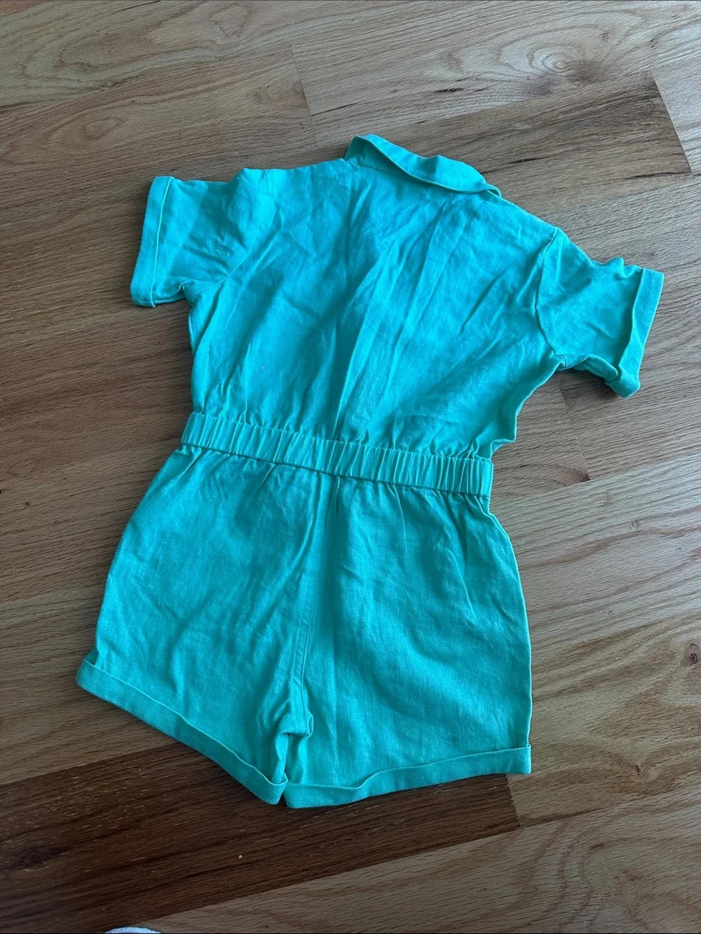 Old Navy Turquoise Short Sleeve Romper with Contrast Piping